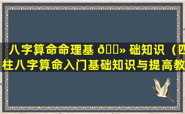 八字算命命理基 🌻 础知识（四柱八字算命入门基础知识与提高教程）